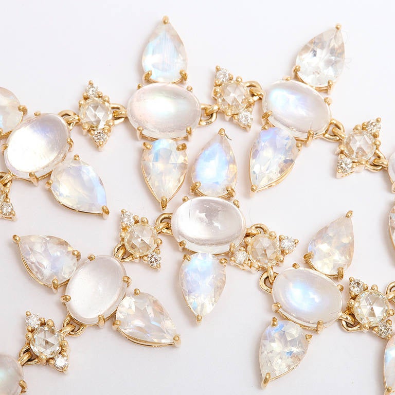 Women's Moonstone Diamond Gold Dove Necklace