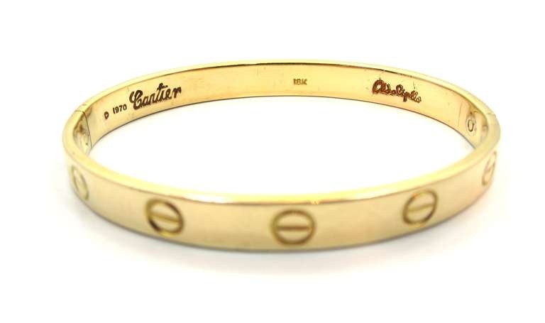 1970's Cartier Love Bracelet By Aldo Cipullo In Yellow Gold Size 16 at ...