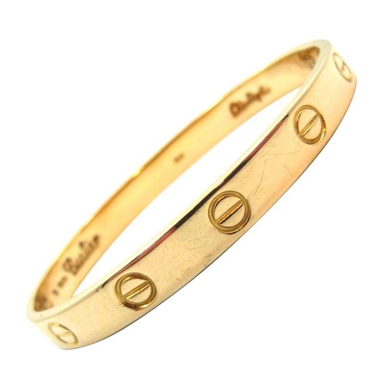 1970's Cartier Love Bracelet By Aldo Cipullo In Yellow Gold Size 16