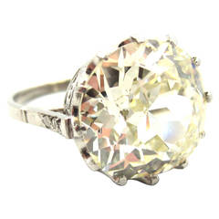 Incredible Edwardian 7.66 Carat Cushion Cut Diamond Crown Style Engagement Ring