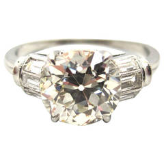 2.27 Carat Art Deco Old European Cut Diamond Platinum Engagement Ring ...