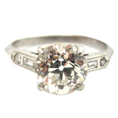 Classic Art Deco 1.76 Carat Old European Cut Diamond Platinum Engagement Ring