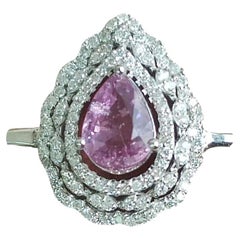 1.29 Carat Teardrop Cut Purple Sapphire Bangle with Diamonds in 18K White Gold