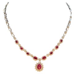 4.76 Carat Natural Ruby Art Deco Style Necklace