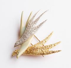 1963 Georges Braque Cut Diamond Nacre and Gold "Three Graces" Brooch