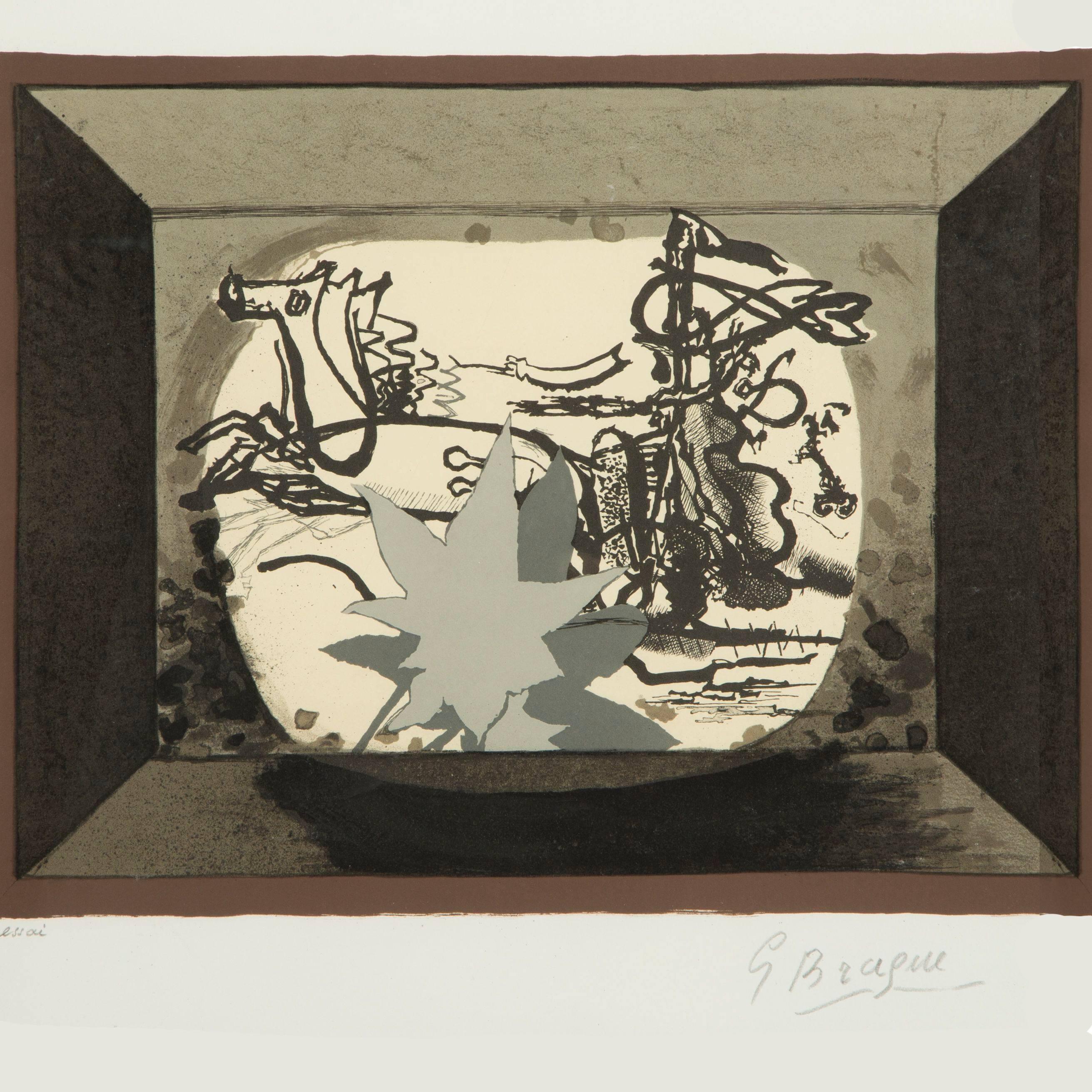 1963 Georges Braque „Medea's Chariot“ Goldbrosche Damen im Angebot