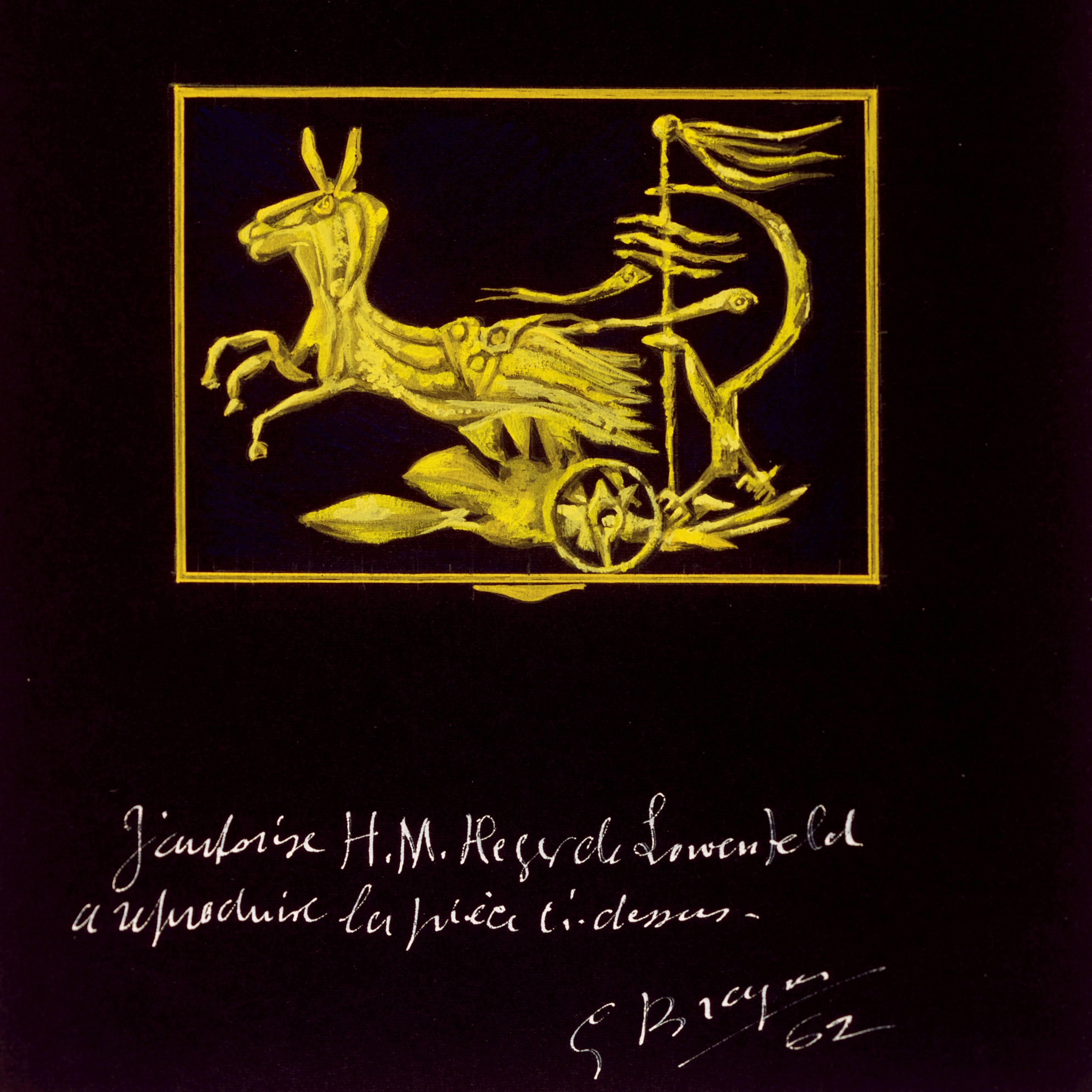 1963 Georges Braque „Medea's Chariot“ Goldbrosche im Angebot 1