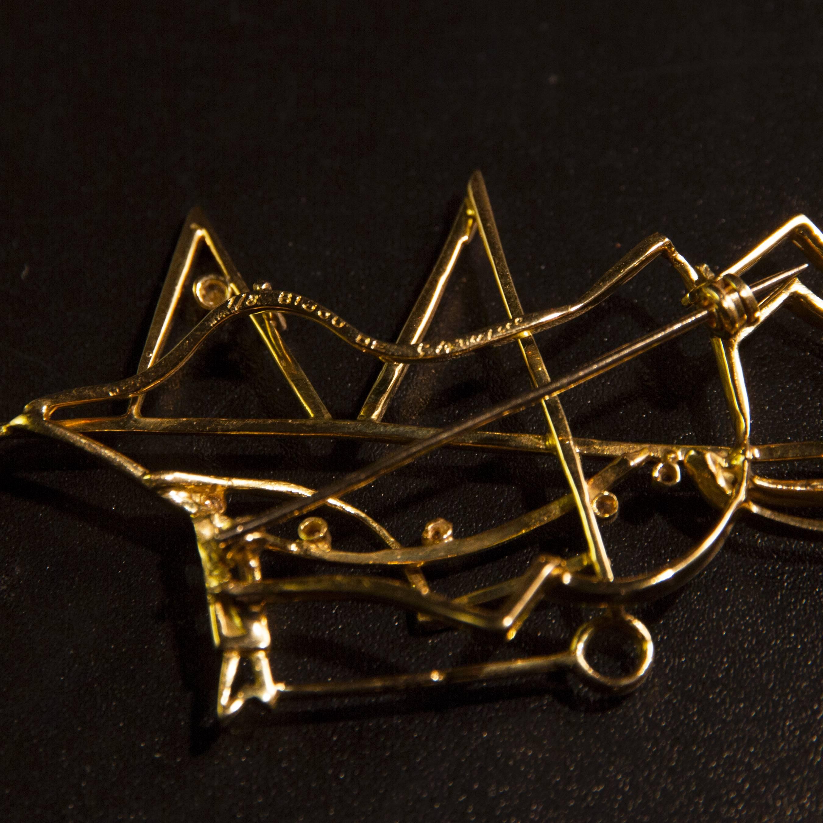 Modern 1963 Georges Braque Brilliant Cut Diamond Gold  