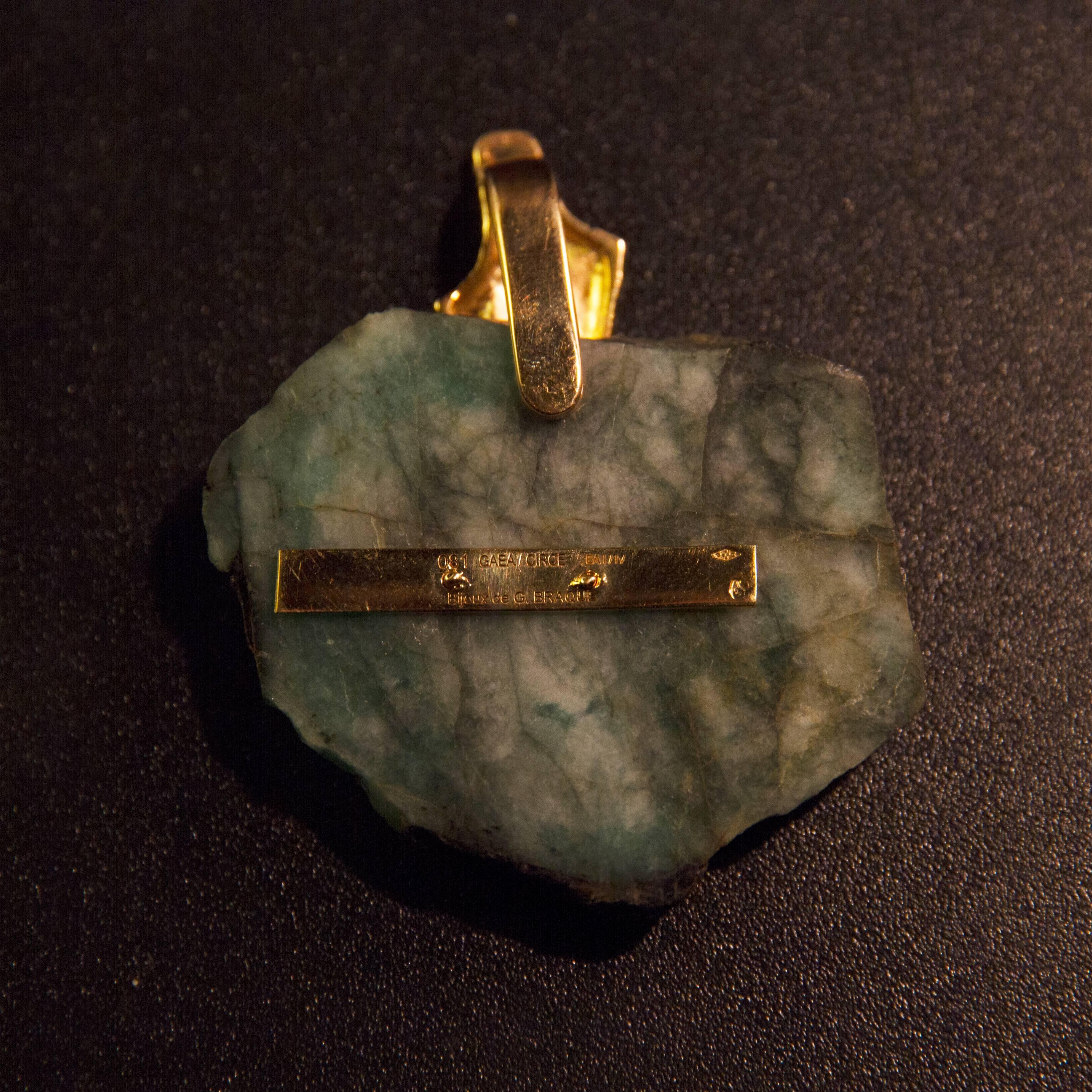Modern 1963 Georges Braque Emerald Brilliant Cut Diamond Gold 