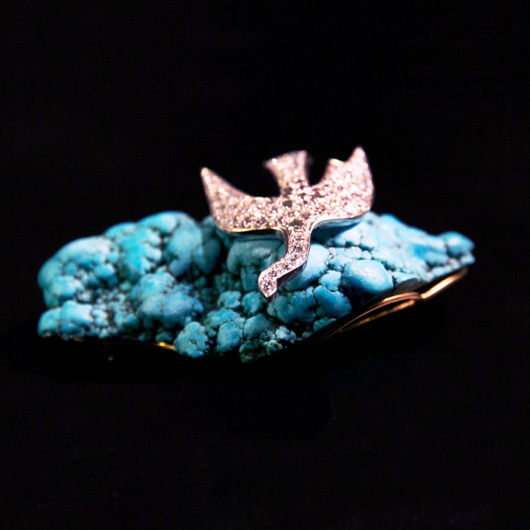 Broche Ancienne Or/platine Avec Diamants - Poinçon Aigle, 5 Brillants + 1 Central, Collection