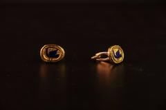 1963 Georges Braque Blue Enamel Gold Procris Cufflinks