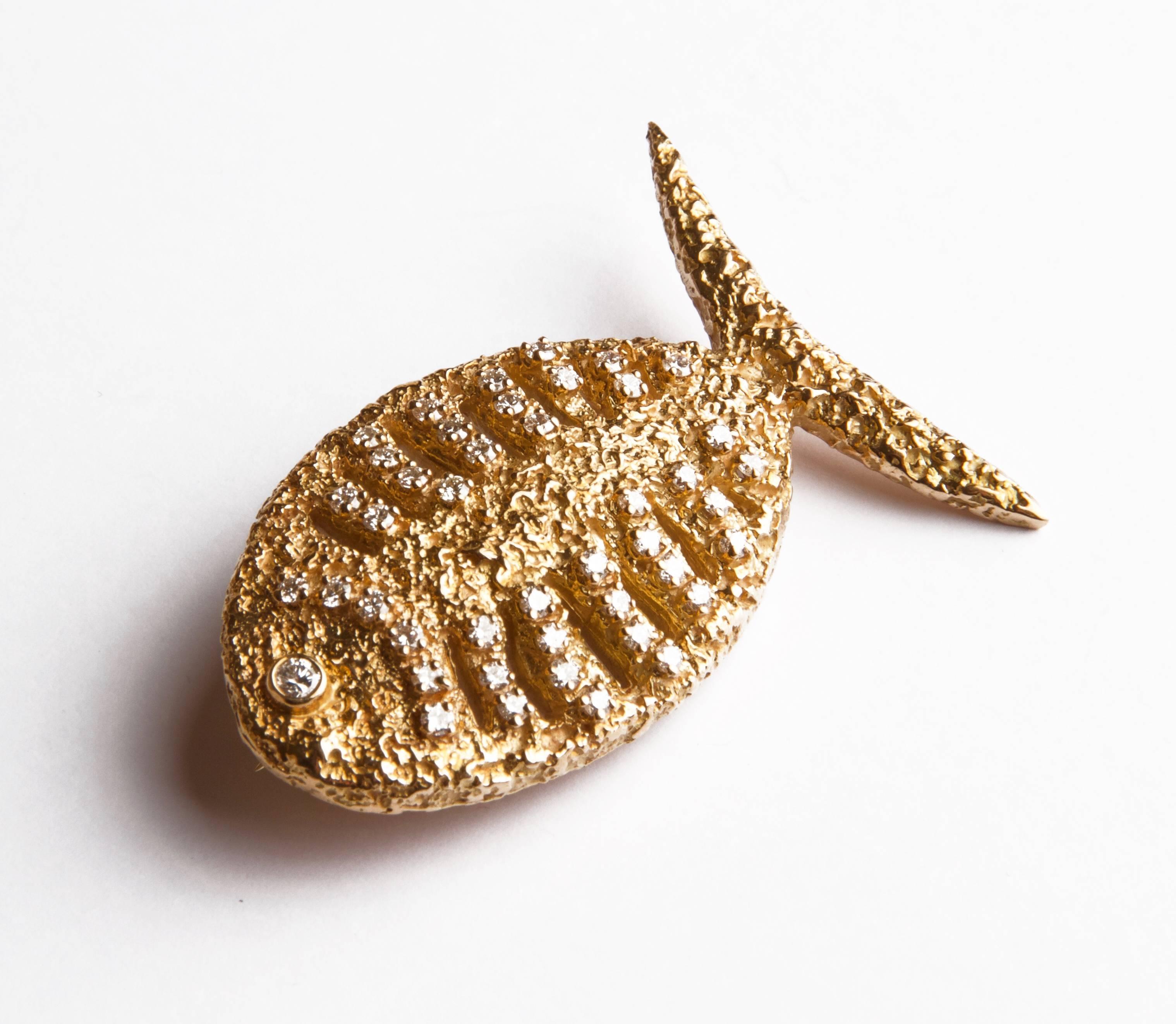 Modern 1963 Georges Braque Cut Diamond Gold 'Scamander' Brooch For Sale