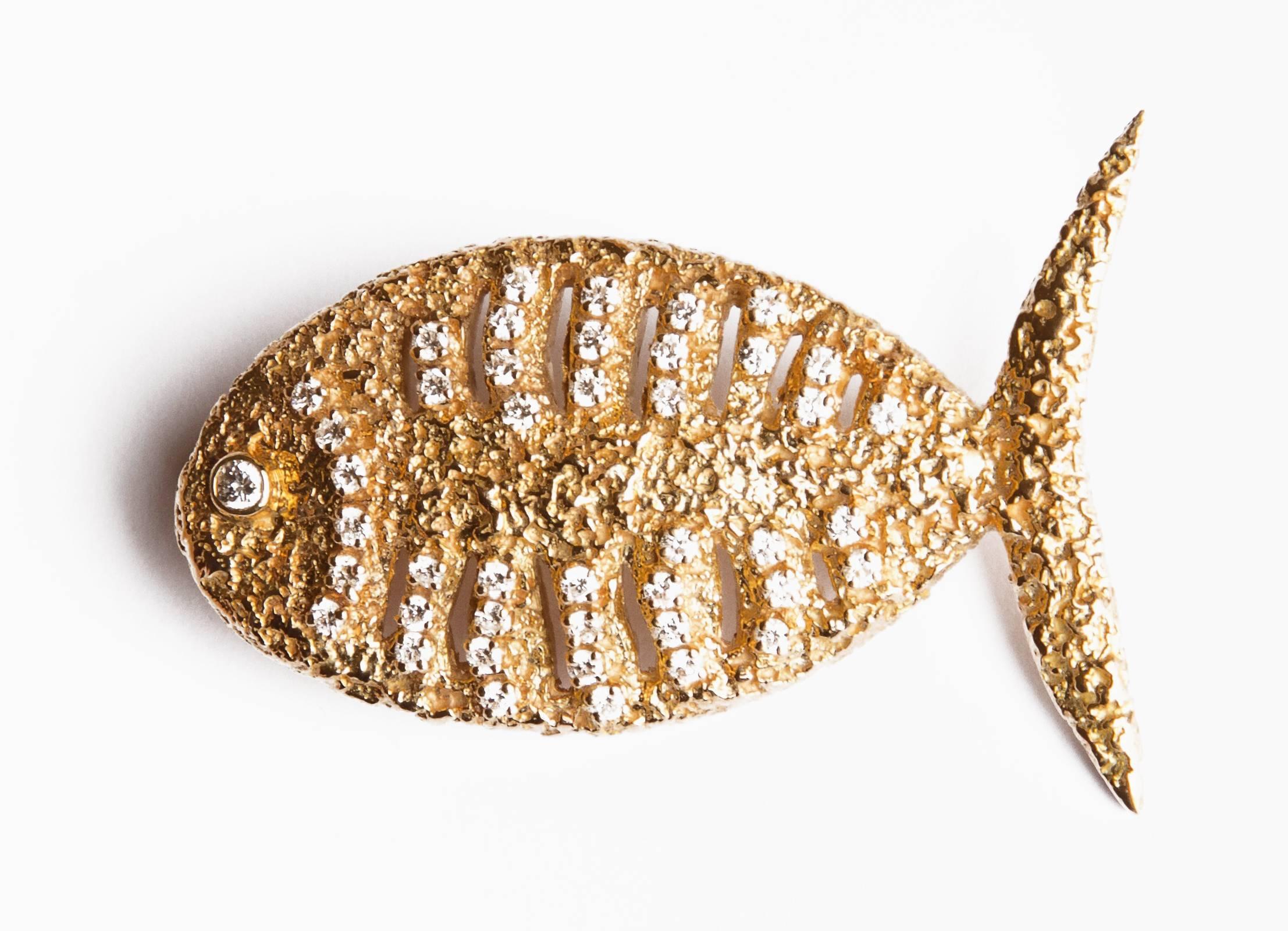 1963 Georges Braque Cut Diamond Gold 'Scamander' Brooch In Excellent Condition For Sale In Paris, FR