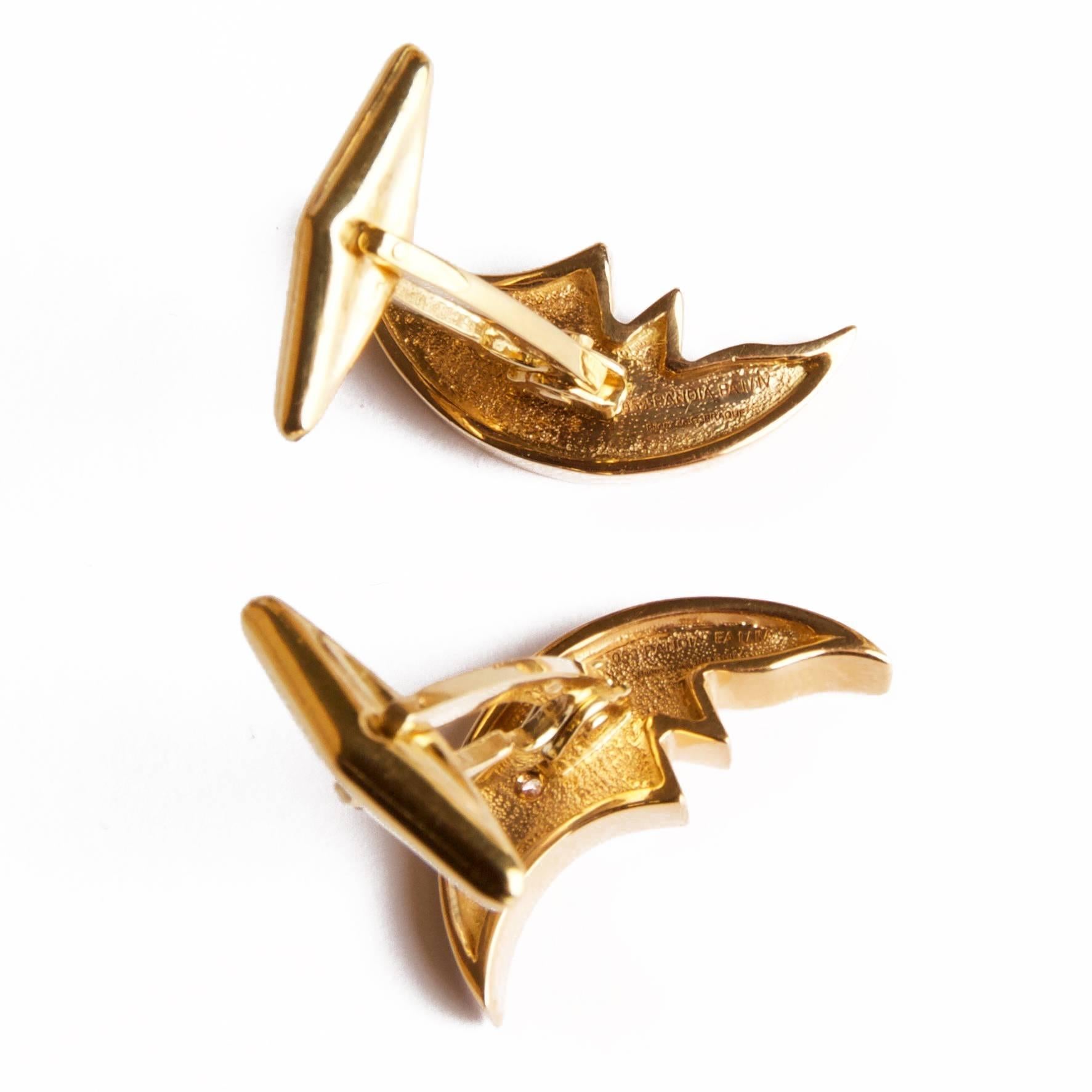 Modern 1963 Georges Braque Roundcut Diamond Gold Pandia Cufflinks