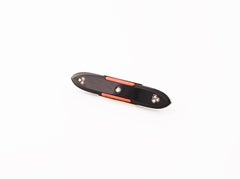 Art Deco Onyx, Coral and Rose Cut Diamonds Ski Brooch