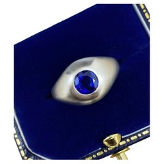 Boucheron Paris 1.30ct Natural Cambodian (Pailin) Sapphire Platinum Signet Ring.