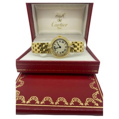 Cartier Panthere Vendome 18K Yellow Gold & Diamond 24m Ladies Watch. Box & Link.