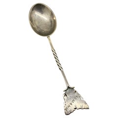 Rarísima cuchara de recuerdo de plata y acero de Tasmania de Taylor & Sharp. Australia, c1910.
