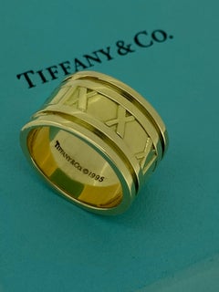 Tiffany & Co Atlas 1995 "Roman Numerals" 18K Gelbgold Ring / 12mm Band