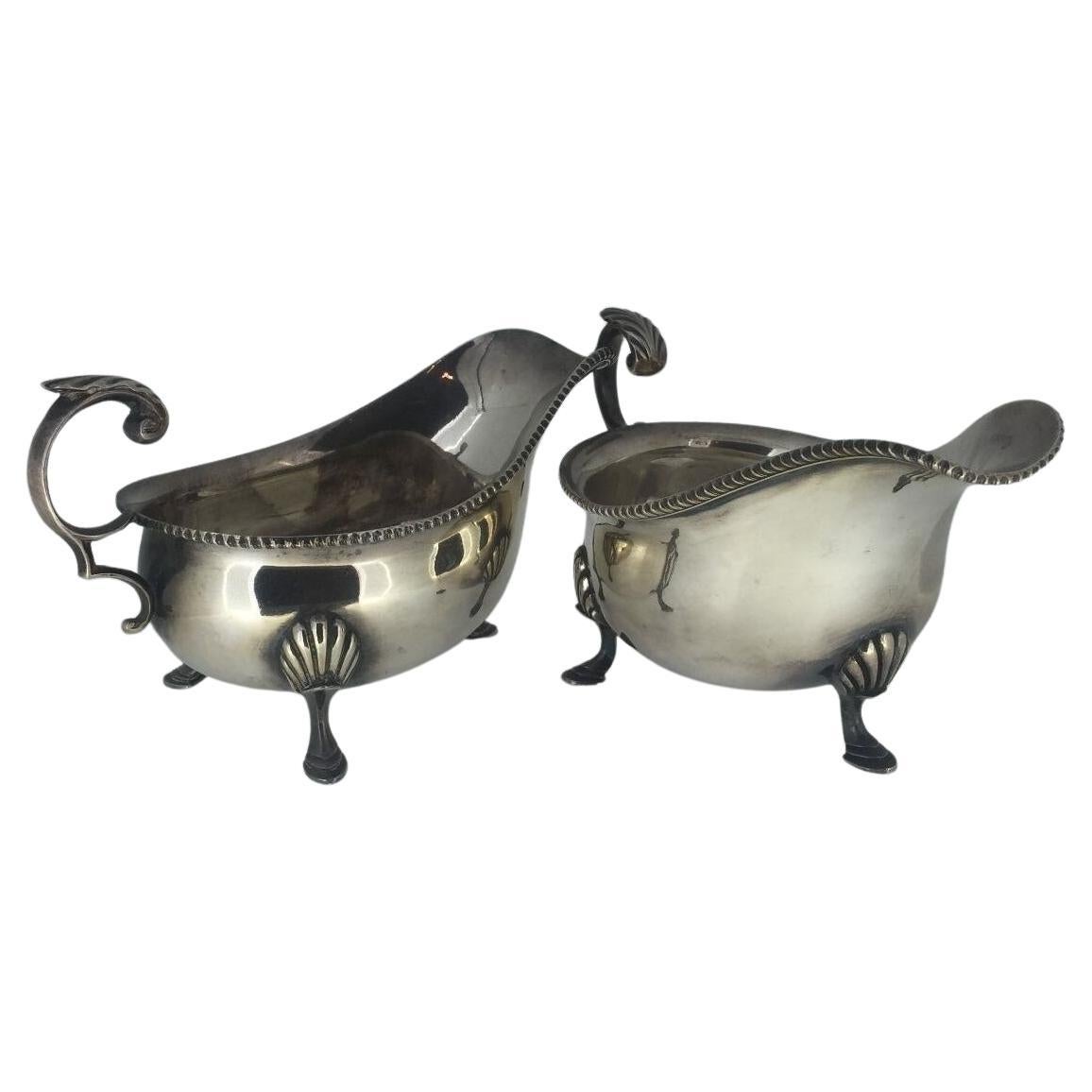 An Art-Deco Silver Plated Sauce Boats. Harrods, London, Circa 1930's.