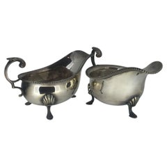 An Art-Deco Silver Plated Sauce Boats. Harrods, London, Circa 1930's.