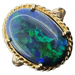 9,20ct Australian Solid Typ 1 Black Opal, Diamant 18K Rose Gold Ring, GSL cert.
