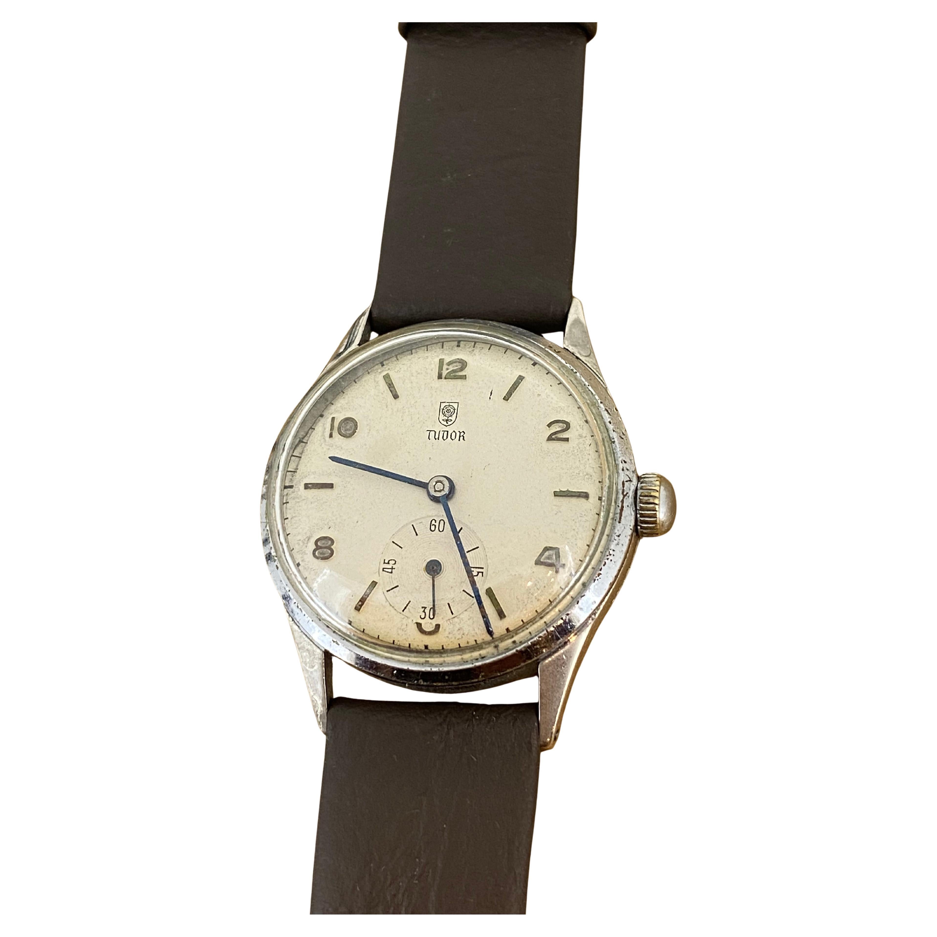 Tudor Rolex Rose Logo Radial Arabic Numerals c1960's 30mm Manual Mens' Watch