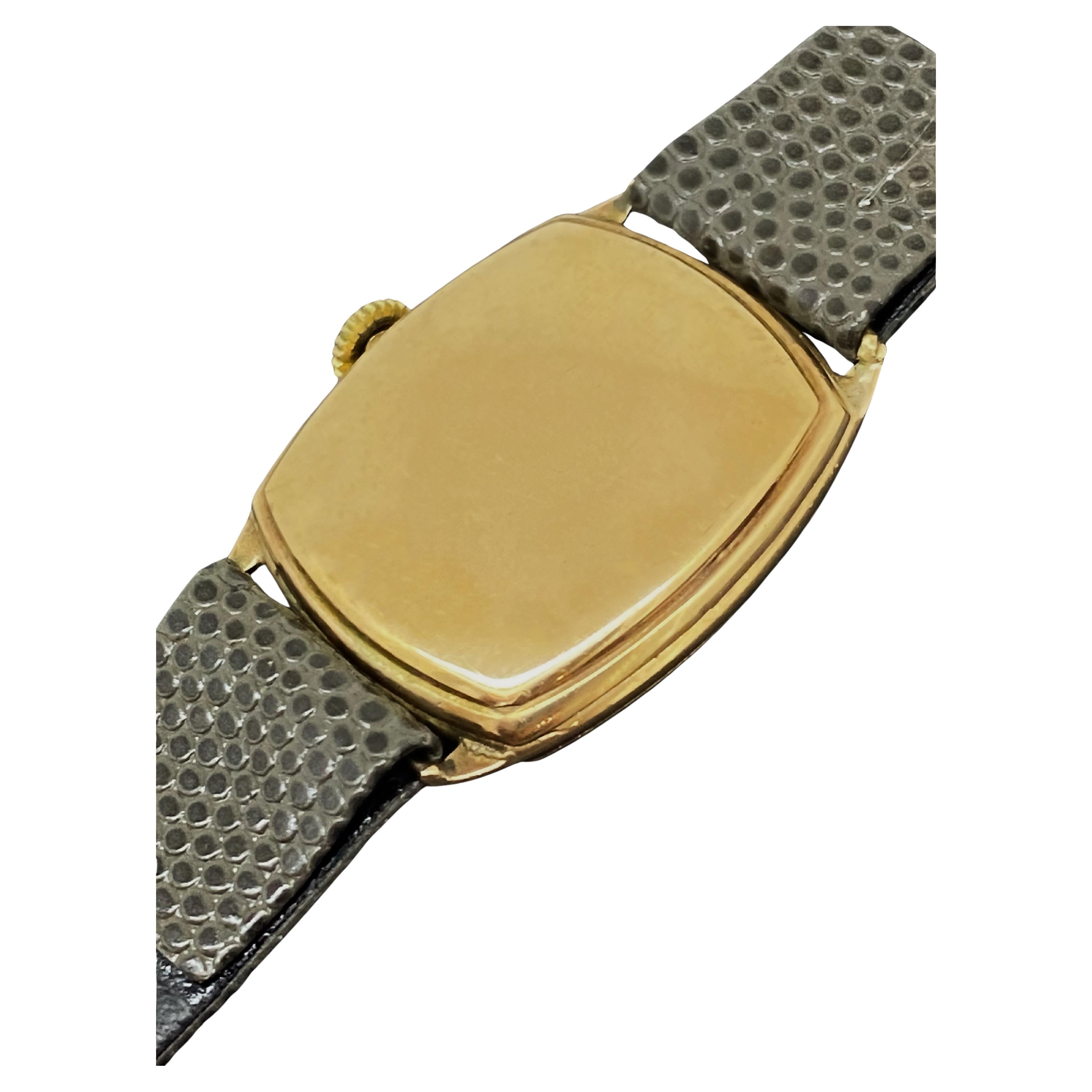 Art Deco Rare Art-Deco c1928 Cyma Chronometre Manual 9K Rose Gold Cushion Case Watch For Sale