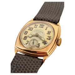 Seltene Art-Deco c1928 Cyma Chronometre Handgefertigte 9K Roségold Kissen-Etuiuhr, Art déco