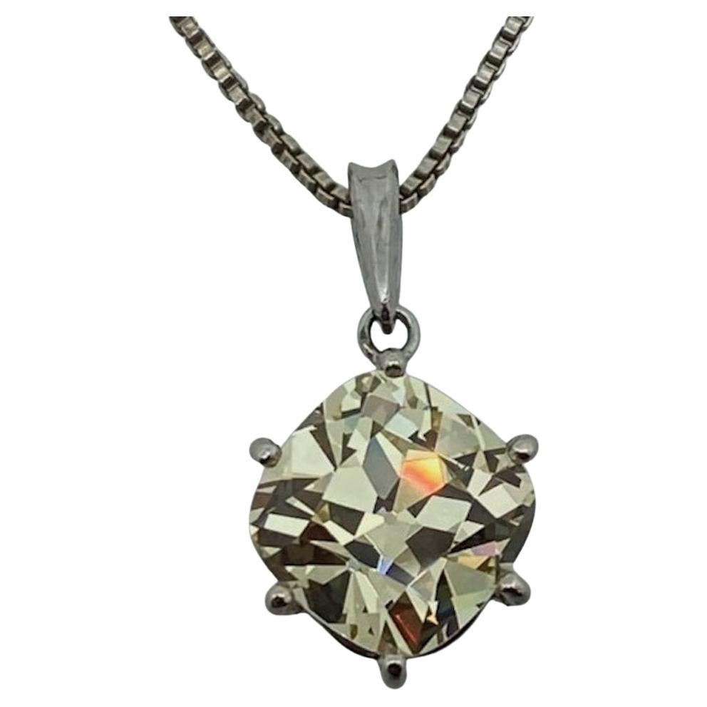 Taille vieille Europe 5.00ct Pendentif en zircon cubique jaune fantaisie en forme de coussin, taille ancienne européenne en vente