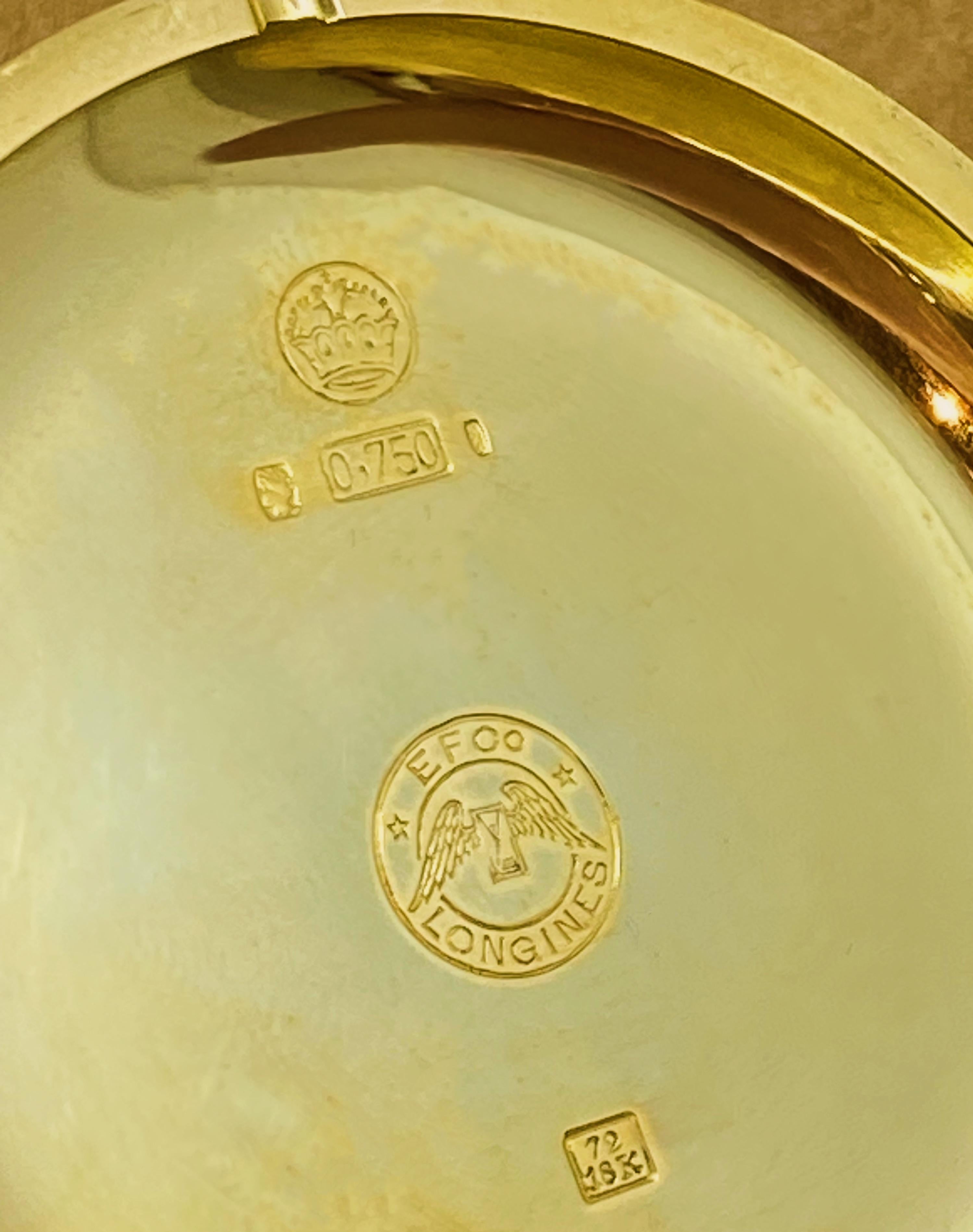 Montre de poche Longines Chronographe Répétition Minutes en or 18 carats, extrait d'archives en vente 3