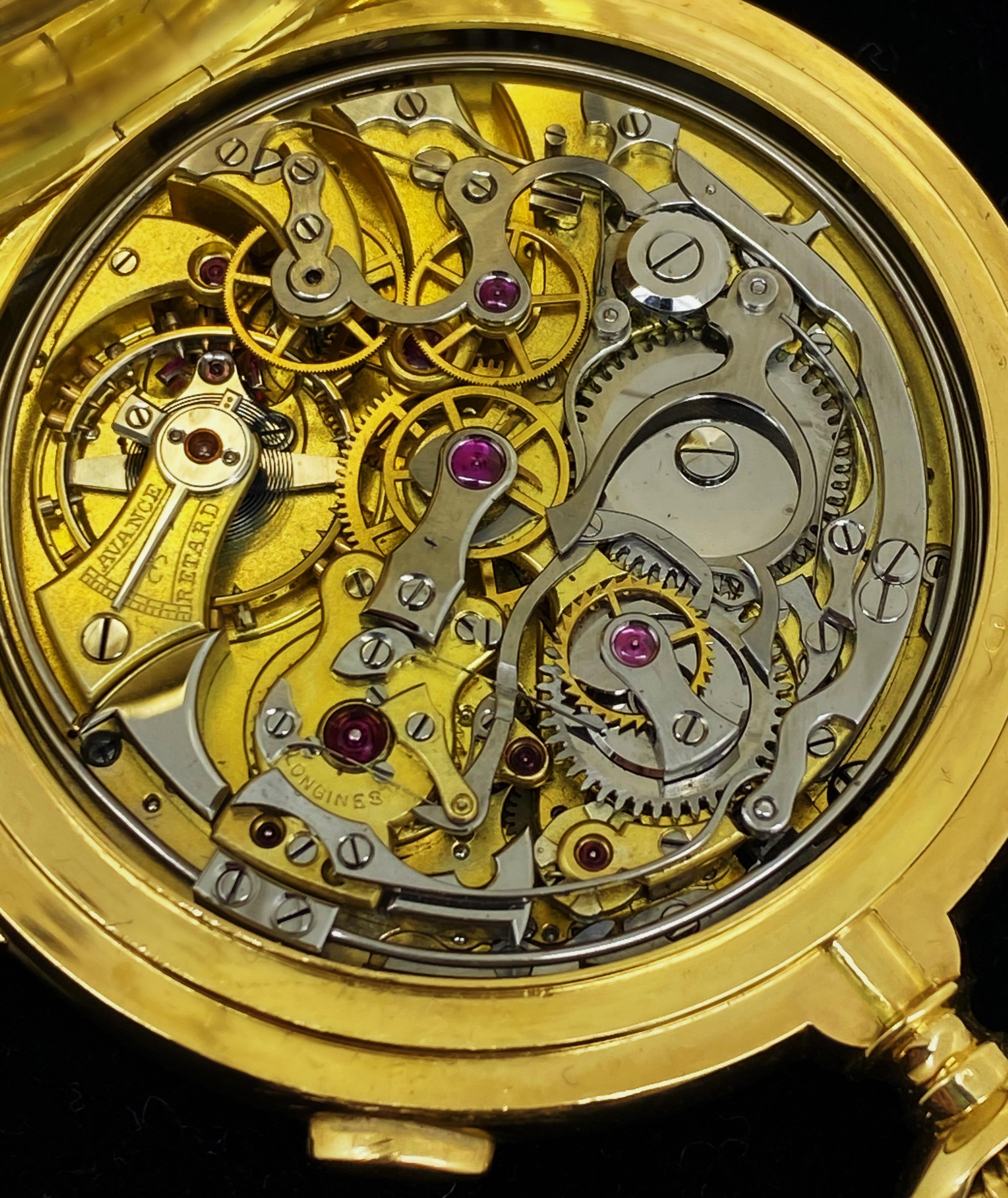 Montre de poche Longines Chronographe Répétition Minutes en or 18 carats, extrait d'archives Unisexe en vente