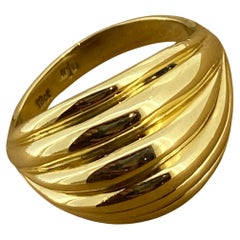 18K Yellow Gold Retro Bombé Dome Design Ladies' Dress Ring, 8.2gr.