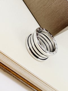 Bulgari (BVLGARI) B.Zero1, anillo de banda ancha en oro blanco de 18 quilates, talla 56 + caja de Bulgari
