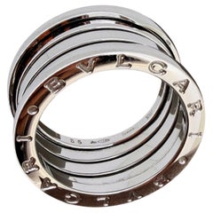 Bulgari (BVLGARI) B.Zero1, anillo de banda ancha en oro blanco de 18 quilates, talla 56 + caja de Bulgari