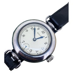 Military WWI c1918 S/Silver Trench Rolex Officer's Watch w Hinged Stockwell Case