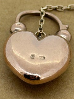 9K Rose Gold & Three-Petal Amethyst Large Padlock Charm, Maker's Mark: A.L.