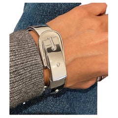 925 Sterling Silver Belt & Buckle Bangle, 22cm - 8.6" long, 15mm wide.
