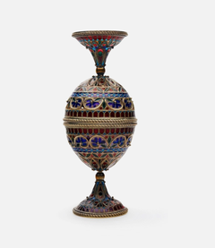 Fabergé Workmaster Imperial Russia Silver Plique-à-Jour Enamel Easter Egg Cups