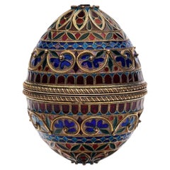 Fabergé Workmaster Imperial Russia Silver Plique-à-Jour Enamel Easter Egg Cups
