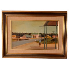Ric Elliot, « Capertee Local », peinture à l'huile sur panneau, signée. 41 cm x 56 cm.