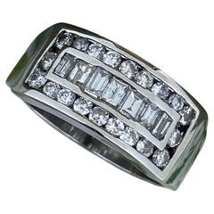 1.00ct Baguette & Round Cut Diamond (Channel-Set) Cluster Ring in 18K White Gold