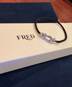 Pulsera FRED Paris de oro blanco de 18 quilates y diamantes, modelo Force 10, talla 16. Recibo, caja.