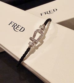 Pulsera FRED Paris de oro blanco de 18 quilates y diamantes, modelo Force 10, talla 16. Recibo, caja.