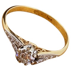 Art-Deco Willis & Sons 0.50ct Old Cut Diamond Solitaire w Accents 18K/Plat Ring