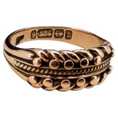 Art-Deco Rose Gold English Victorian-Style Sentimental Ropework Chain-Link Ring
