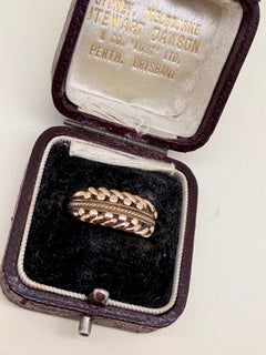 Art-Deco Rose Gold English Victorian-Style Sentimental Ropework Chain-Link Ring