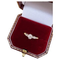 An Art-Deco 0.45ct Old Cut Diamond Solitaire w Accents 18K Gold & Platinum Ring
