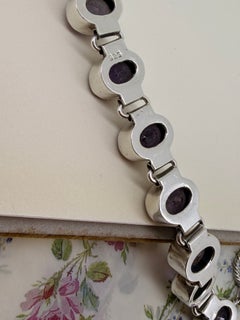 30.00ct Natural Amethyst (x 10) Bracelet in 925 Sterling Silver, Toggle Clasp.
