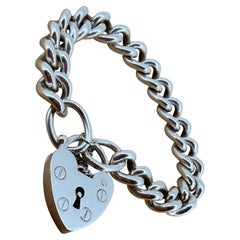 Bracciale con lucchetto a maglie a catena in argento sterling 925, lunghezza 25 cm - 9,8".